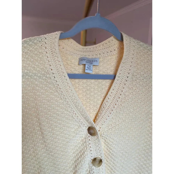 Lemon Yellow Cardigan Cottagecore Cozycore Knit Textured Appleseed’s Spring Fall - Picture 5 of 8